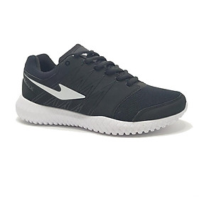 Giày thể thao sneaker nam đen móc trắng đế siêu nhẹ chất vải lưới thoáng và êm chân hỗ trợ đổi trả hàng