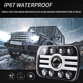 1PCS Car LED Headlight 7in 500W Square H-type Headlamp Super Bright H4 Plug Replacement for Jeep Wrangler Land Rover