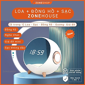 Mua Loa bluetooth đa chức năng ZONEHOUSE Chính hãng  đế sạc điện thoại không dây  đồng hồ báo thức gương