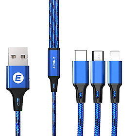 Cáp sạc nhanh EAGET 3 trong 1 USB / Type-C / Lightning cho iPhone Xiaomi Huawei Samsung