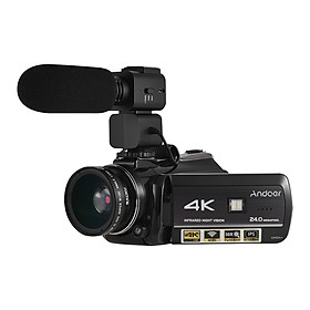 Máy Quay Phim Andoer AC3 4K Có Lens Rời Kết Nối Wifi Màn Hình Cảm ứng + Micro Rời (24MP) (3.1 Inch) (Zoom 30X) (0.45X Lens)