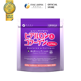 Bột uống Hyaluron & Collagen + Ubiquinol Platinum Cao Cấp FINE JAPAN hạn chế lão hóa da gói 240gr