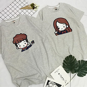 Áo Thun Cặp Nam Nữ Cotton Style Unisex Hình Chibi Cặp Đôi Dễ Thương - C2-15