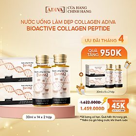 Combo 2 Hộp Nước Uống Làm Đẹp Collagen ADIVA Tem Trắng (14Chai/ Hộp)- Giúp Làn Da Săn Chắc, Ảm Mịn Và Căng Bóng