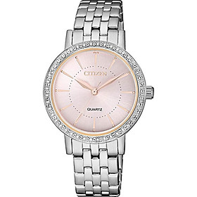 Đồng Hồ Citizen Nữ Đính Đá Swarovski Dây Kim Loại Pin-Quartz EL3041-87X - Mặt Hồng (31mm)
