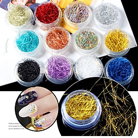 Set Vụn Dây Kim Tuyến Trang Trí Nail 12 Màu, Làm Móng Với Phong Cách Móng Trẻ Trung, Nổi Bật, Màu Sắc Đa Dạng, Ấn Tượng Dễ Sử Dụng