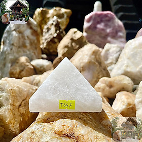 Mua Kim tự tháp thạch anh trắng NHA SAN T647 Viên đá phong thủy mang lại may mắn  tài lộc -  1kg (7.5 x 10.3 (cm)