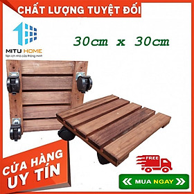 ĐẾ GỖ VUÔNG LÓT CHẬU ĐA NĂNG - CÓ GẮN BÁNH XE, TẢI TRỌNG 80KG