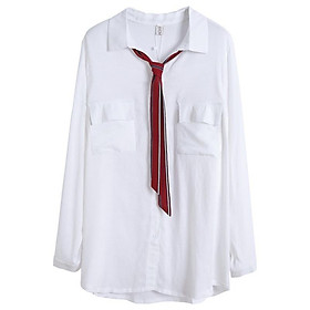 Áo sơ mi nữ trắng dài tay, áo form rộng, chất liệu Đũi tơ mềm mịn, sơ mi nữ đẹp phong cách Hàn Quốc NeSa Shop AKH.47