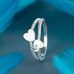 Nhẫn bạc tim kép đính đá YN JEWELRY