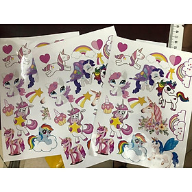 Sticker decal dán trang trí bộ sưu tập unicorn ngộ nghĩnh, đồ chơi cho bạn nhỏ, decan unicorn a5
