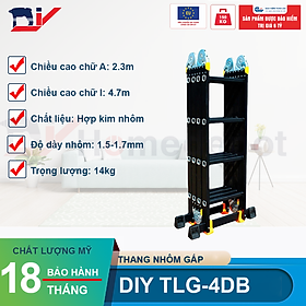 Mua Thang nhôm bốn đoạn cao cấp DIY TLG-4DB chiều cao sử dụng chữ A 2.3M chữ I 4.7M