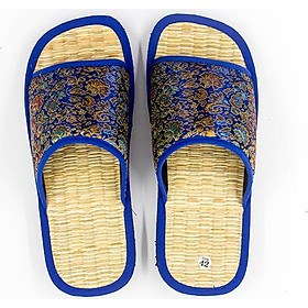 Dép chiếu Hương Quế DCQ-50 làm từ lụa tơ tằm - vải cotton - lớp đế cao su xốp cho đôi chân thơm - mát và khô thoáng - Xanh