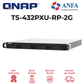 Thiết Bị Lưu Trữ Mạng NAS QNAP TS-432PXU-RP-2G | 1U Rackmount, Nguồn Kép Dự Phòng (Redundant Power), 4 Bay Ổ Cứng, 2 Cổng Quang 10GbE SFP+, 2 Cổng 2.5GbE - Hàng Chính Hãng