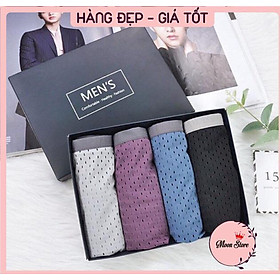 Quần Lót Nam, Hộp 4 quần sịp nam thông hơi, chất thun conton mát lạnh