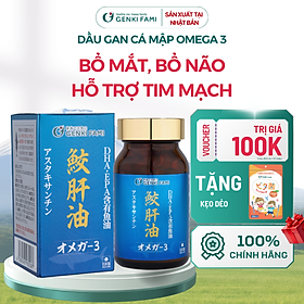 Dầu Gan Cá Mập Omega 3 Astaxanthin Genki Fami Nhật Bản, Bổ Mắt, Bổ Não Tốt Cho Tim Mạch Hộp 90 viên