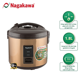 Nồi Cơm Điện Nắp Gài Nagakawa NAG0122 (1.8 Lít) - Hàng Chính Hãng