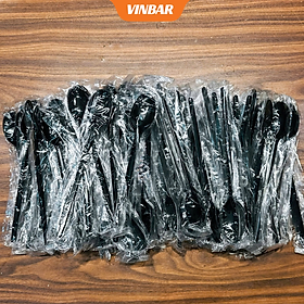 Mua 500 CÁI MUỖNG NHỰA ĐEN CÓ BỌC MÀNG - SIZE 15CM