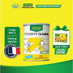 [Tặng 1 hộp kẹo VitaminC] Sữa Appeton Weight Gain cho Người lớn hương Vanilla lon 900g