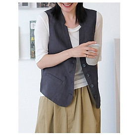 Áo Blazer Nữ Chất Linen - Vest Không Tay Dáng Rộng Chất Linen Cao Cấp Hàng May Đũi Việt