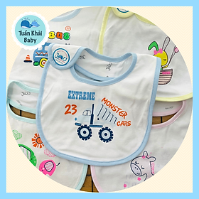 Túi 3 Cái Yếm Sơ Sinh 2 Lớp Cotton JOU - TomTombaby - Miếng dán mềm, chất vải cotton thấm hút tốt - 1 Size 0-12 Tháng