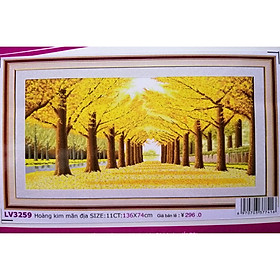 Tranh thêu chữ thập rừng cây lá vàng LV3259 - 136 x 74 cm - chưa thêu