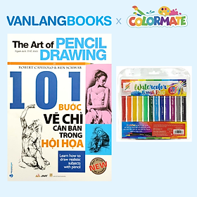 Sách 101 Bước Vẽ Chì Căn Bản Trong Hội Họa + Hộp 12 Bút Cọ Màu Nước Brush Pen - Vanlangbooks x Colormate