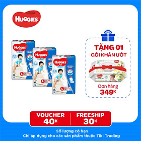 Combo 3 Gói Tã Dán Huggies Dry Gói Cực Đại L68 (68 Miếng) - Bao Bì Mới