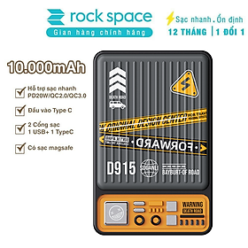 Pin dự phòng sạc nhanh PD 20W không dây từ tính Rockspace P90 10000mAh - Hàng chính hãng bảo hành 12 tháng