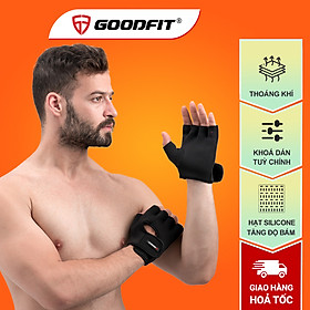 Găng tay hở ngón, bao tay tập gym, tập đu xà nam nữ GoodFit đệm silicone chống trượt, vải đục lỗ thoáng khí GF202G - S