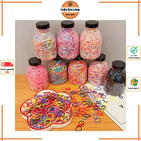 Lọ 1000 Dây Chun Cột Tóc Dùng Cho Các Bé, Nhiều Màu Dễ Thương Không Gây Đau Cho Bé- Giao Ngẫu Nhiên