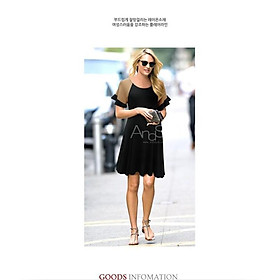 DRESS74-ĐẦM XÒE TAY BÈO PHỐI MÀU s-6xl