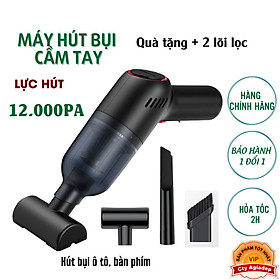 Máy hút bụi mini cầm taycao cấp, máy hút bụi giường nệm - ô tô không dây bản nâng cấp ST-8000 lực hút 12000PA