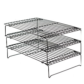 3 Layer Large Wire Grid Cooling Tray Cake Food Rack Oven Kitchen Baking Pizza Bread Barbecue Cookie Biscuit Holder Shelf