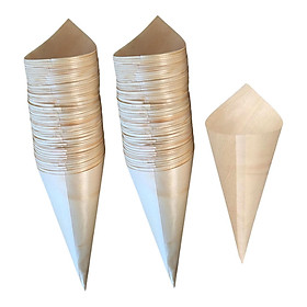 100Pcs Dessert Cones Ice Cream Cone Holder Wooden Cones for Weddings Buffets