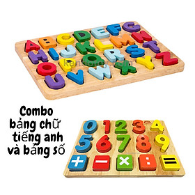 Combo bảng chữ tiếng anh và chữ số nhận dạng đồ chơi bằng gỗ 2