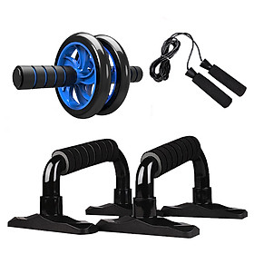 Bộ Dụng Cụ 4 Trong 1 Bánh Xe AB Tập Cơ Bụng Kèm 2 Thanh Hít Đất Push-Up Và Dây Nhảy - Màu Ngẫu Nhiên