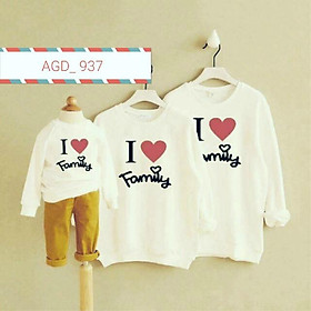 Áo nỉ gia đình i love family kèm ảnh thật - MÃ AGD937