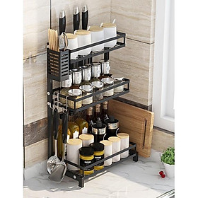 Kệ Gia Vị 2 Tầng 3 Tầng Full Phụ Kiện Kava | Kệ Inox Sơn Tĩnh Điện, Không Gỉ