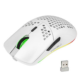 Chuột chơi game không dây HXSJ T66 RGB 2.4G Chuột sạc ánh sáng RGB với DPI có thể điều chỉnh Thiết kế tiện dụng cho máy tính để bàn - Màu trắng-Màu trắng