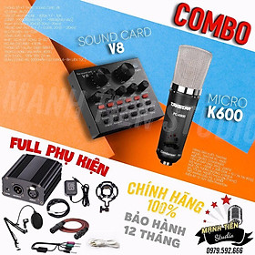 Mua Trọn bộ micro thu âm takstar k600 + soundcard v8 kèm phụ kiện