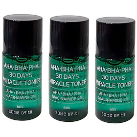 Combo 3 Nước hoa hồng giảm mụn Some By Mi AHA BHA PHA 30 Days Miracle Mini 6ml x 3
