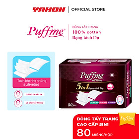 Bông Tẩy Trang PUFFME 5in1 5 Lớp Cao Cấp, 80 Miếng/Hộp