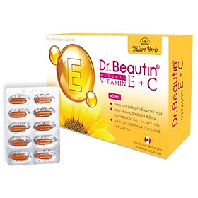 Viên uống đẹp da, chống lão hóa DR. BEAUTIN NATURAL VITAMIN E + C - Bổ sung Vitamin E, C giúp giảm khô da, da trăng sáng