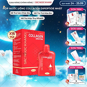 (New) Nước uống Collagen dipeptide 15 túi Sắc Ngọc Khang tinh khiết nhập khẩu từ Nhật Bản, đạt chuẩn hàm lượng hấp thụ nhanh & vượt trội giúp trẻ hóa làn da - săn chắc và sáng mịn