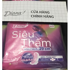 Combo 6 Gói Băng Vệ Sinh Diana Siêu Thấm Ngày Nhiều 29cm Siêu Mỏng Cánh 200% Thấm Hút- HSD luôn mới