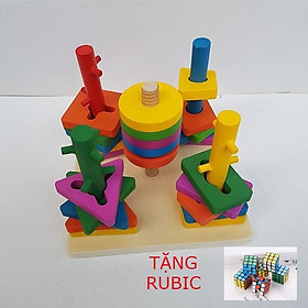 Đồ Chơi Luồn Cọc Thả Hình 5 Trụ Cột Khối Gỗ Zic Zac Cho Bé