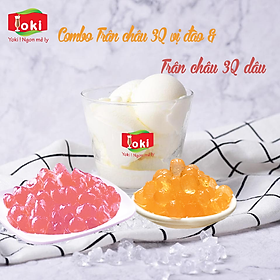 Combo Trân châu 3Q vị dâu Yoki & Trân châu 3Q vị đào Yoki