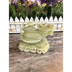 Mua Tượng Long Quy - Rùa đầu Rồng phong thủy đá ngọc Onyx đặt bàn thờ  bàn làm việc - Dài 12 cm