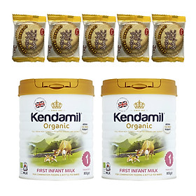 Combo 2 hộp Sữa Nguyên kem công thức hữu cơ KENDAMIL ORGANNIC số 1: ORGANIC FIRST INFANT MILK (800G) ( cho trẻ từ 0-6 tháng tuổi) - Tăng sức đề kháng, tăng cân, phát triển chiều cao và trí não – Tặng 5 bánh quy Nhật Bản hiệu Aee
